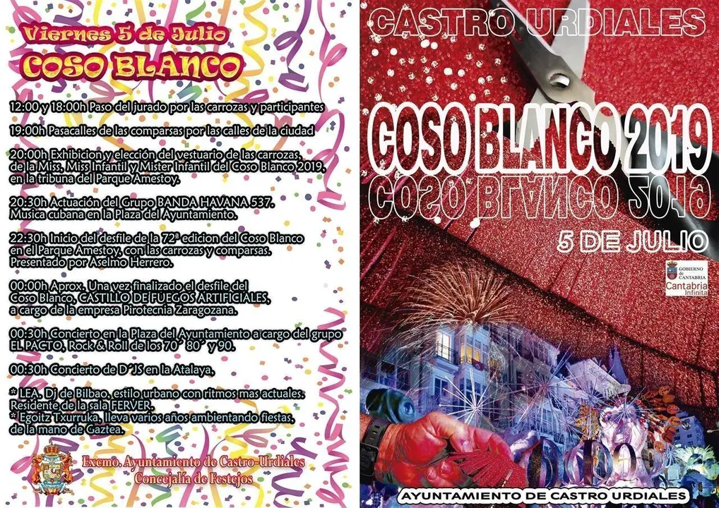 Programaci&oacute;n de la fiesta del Coso Blanco de Castro Urdiales