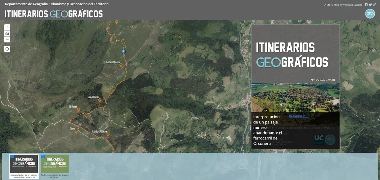 Itinerarios geogr&aacute;ficos, propuesta de la UC