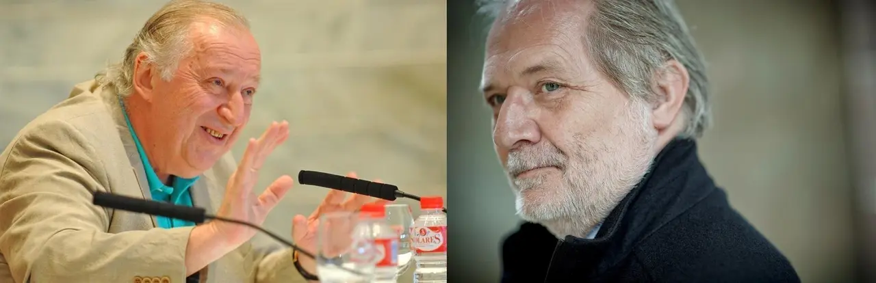 Fotomontaje de dos fotograf&iacute;as de P&eacute;ter Csaba y P&eacute;ter E&ouml;tv&ouml;s