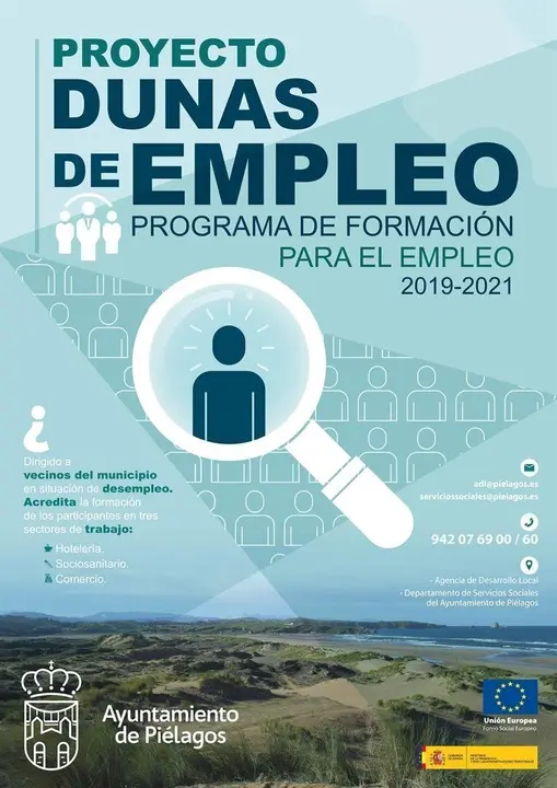 Cartel del proyecto 'Dunas de empleo'