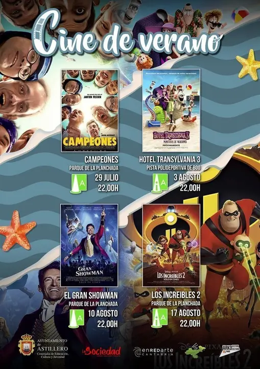 Astillero.- Cuatro pel&iacute;culas en el Ciclo de Cine de Verano, que arranca el lunes con 'Campeones'