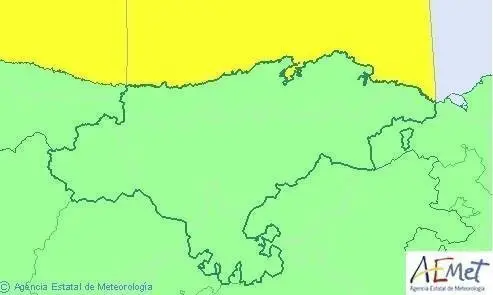 Mapa de avisos de la AEMET para este lunes