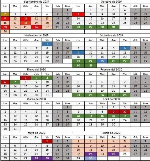 Caldendario escolar de Cantabria 2019-2020