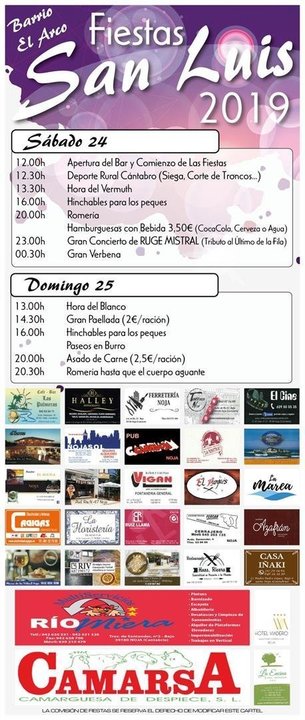 Cartel de las fiestas de San Luis 2019 en Noja