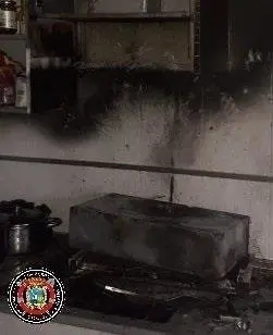 Fuego en una campana extractora