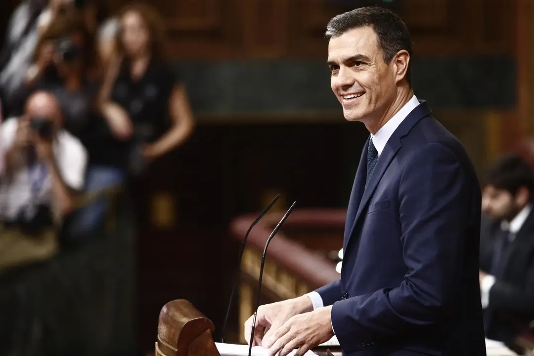 El presidente del Gobierno en funciones,  Pedro S&aacute;nchez, ofrece su discurso durante el debate previo a la segunda votaci&oacute;n para la investidura del candidato socialista a la Presidencia del Gobierno.