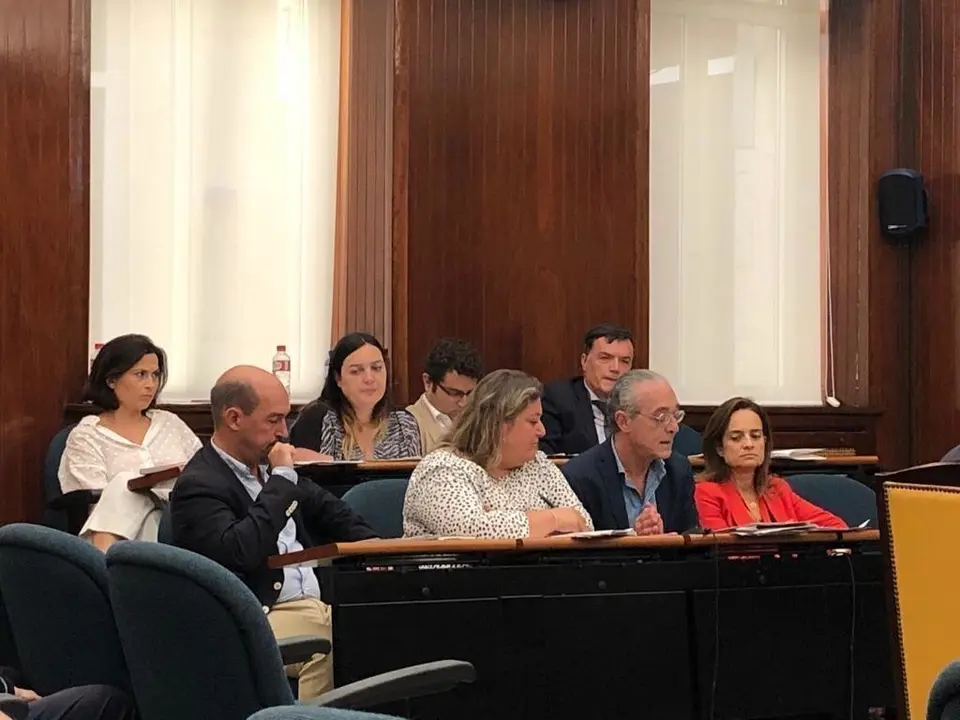 Concejales del grupo popular en el Ayuntamiento de Santander junto al edil de Vox, Guillermo P&eacute;rez-Cos&iacute;o