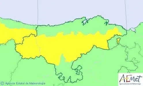 Mapa de avisos activos en Cantabria este domingo