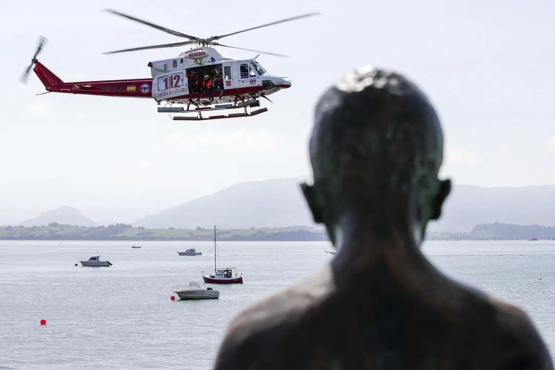 DAVID S. BUSTAMANTE 13/09/2019 SANTANDER/ CANTABRIA Simulacro de rescate con el helicoptero del 112 del Gobierno de Cantabria