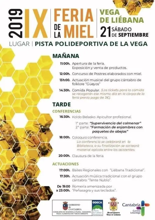 Cartel de la Feria de la Miel en Vega de Li&eacute;bana