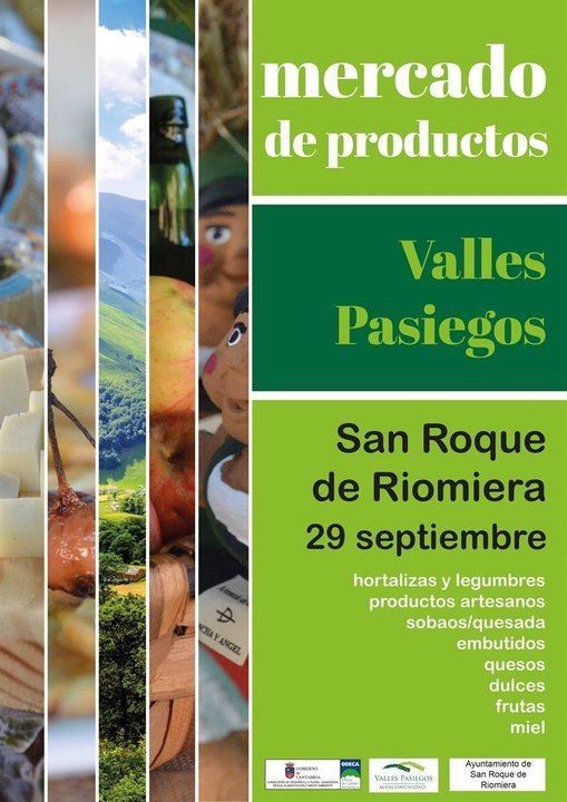 Cartel del Mercado de Productos de los Valles Pasiegos en San Roque de Riomiera