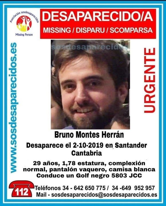Cartel de desaparecido Bruno Montes