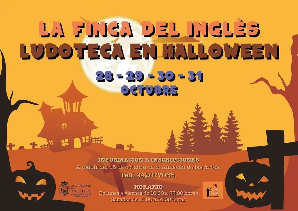 Cartel de la ludoteca de Halloween de Astillero