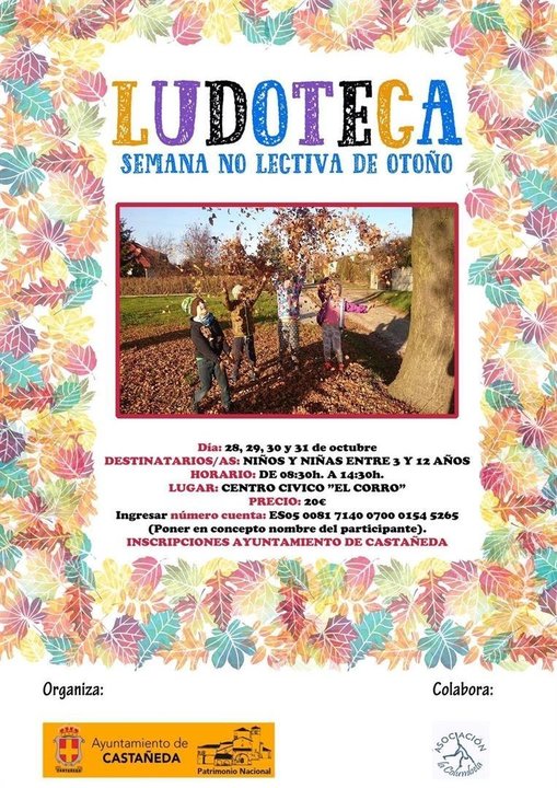 Cartel informativo de la 'Ludoteca de Otoño' en Castañeda
