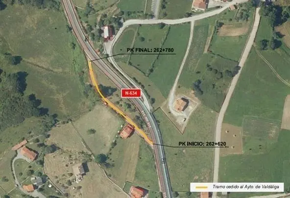Imagen del tramo cedido por Fomento al Ayuntamiento de Vald&aacute;liga