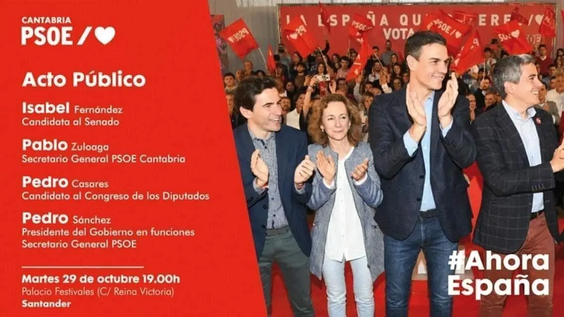 Acto p&uacute;blico en Santander con Pedro S&aacute;nchez el martes , 29 de octubre