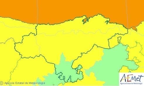 Mapa de avisos activos en Cantabria este viernes