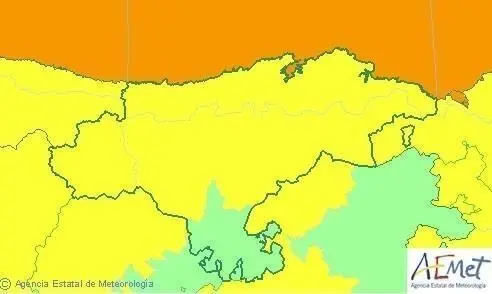 Mapa de avisos activos en Cantabria este viernes