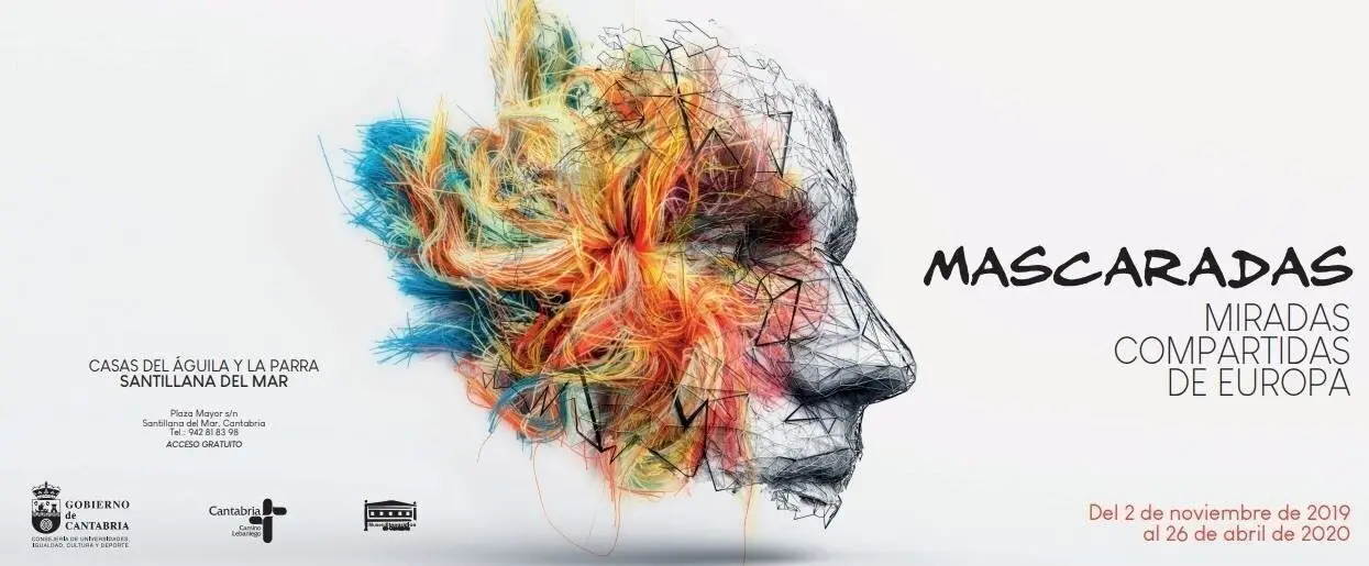 Cartel de la muestra de 'Mascaradas. Miradas compartidas de Europa' en las Casas del &Aacute;guila y la Parra de Santillana