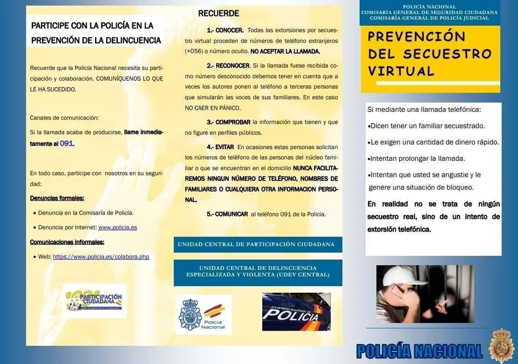 Recomendaciones de la Polic&iacute;a Nacional ante "secuestros virtuales"