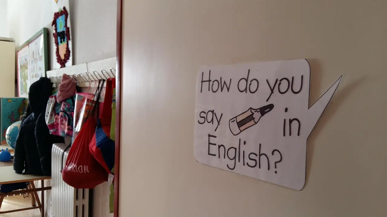 Aula de ingl&eacute;s en un colegio de Zaragoza.