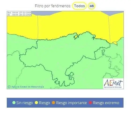 Cantabria, en aviso amarillo por oleaje el 27 de noviembre de 2019