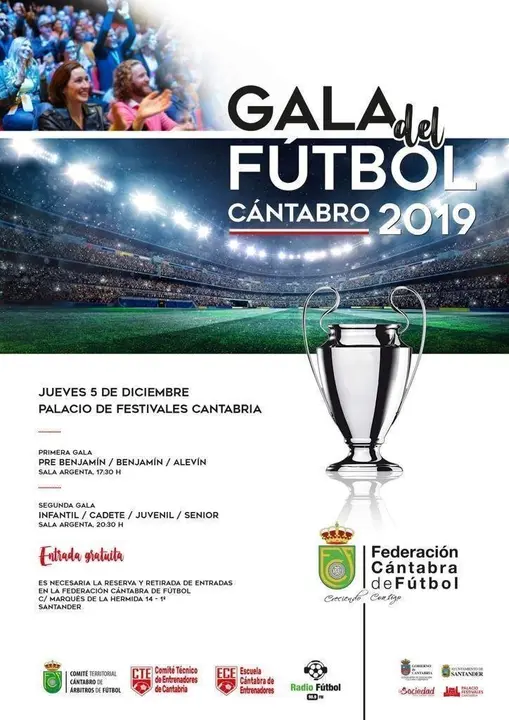 Cartel de la Gala del F&uacute;bol C&aacute;ntabro 2019