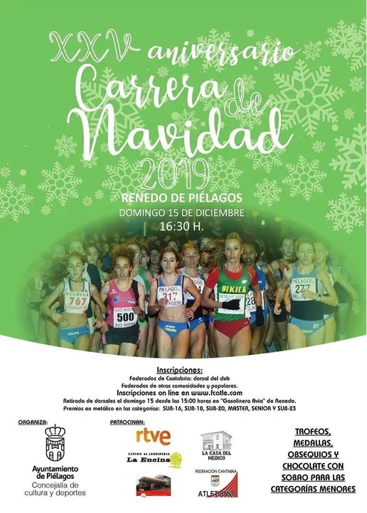 Cartel de la XXV Carrera de Navidad de Pi&eacute;lagos, que se celebrar&aacute; el domingo 15 de diciembre
