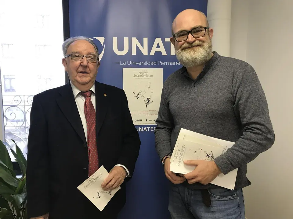 Modesto Chato y Francisco G&oacute;mez en la presentaci&oacute;n de las I Jornadas 'Mujer y envejecimiento' de UNATE