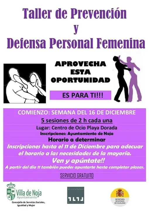 Cartel del taller de defensa personal