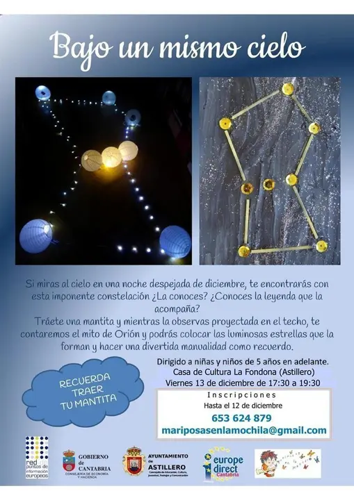 Cartel del taller gratuito de astronom&iacute;a
