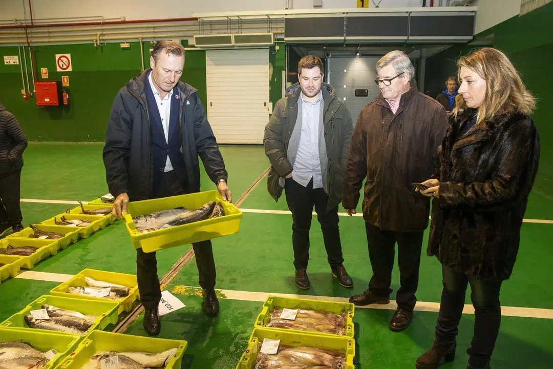 El consejero de Desarrollo Rural, Ganader&iacute;a, Pesca, Alimentaci&oacute;n y Medio Ambiente, Guillermo Blanco, ha participado en la jornada de descarga y venta de los productos que los barcos de altura y bajura en la lonja de Santander