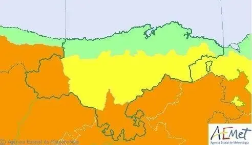 Mapa de avisos activos en Cantabria este jueves