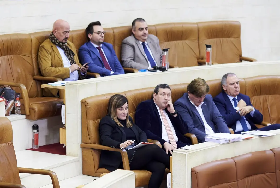 Los diputados del PP C&eacute;sar Pascual;  &Aacute;lvaro Aguirre; Roberto Media, Mar&iacute;a Jos&eacute; Saenz de Buruaga, &Iacute;&ntilde;igo Fern&aacute;ndez,  Pedro G&oacute;mez y Lorenzo Vidal de la Pe&ntilde;a 