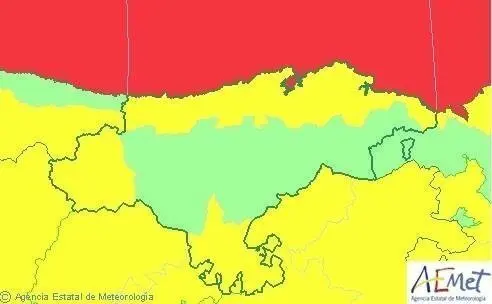 Mapa de avisos activos en Cantabria para este domingo
