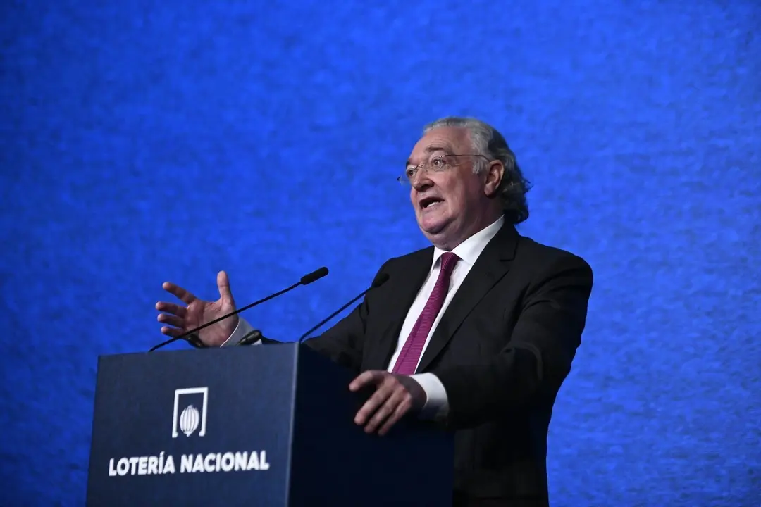 El presidente de la sociedad Estatal de Loter&iacute;as y Apuestas del Estado,  Jes&uacute;s Huerta Almendro en la presentaci&oacute;n del Sorteo Extraordinario de Navidad en la Real Casa de la Moneda, en Madrid (Espa&ntilde;a), a 14 de noviembre de 2019,
