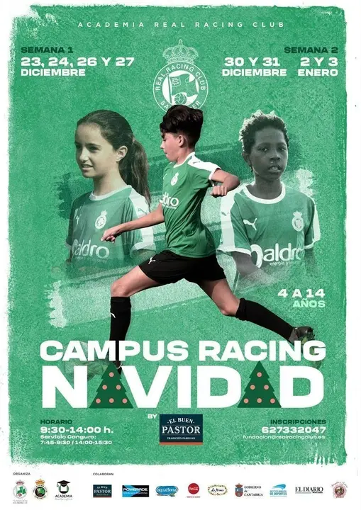 Cartel del Campus de Navidad para ni&ntilde;os del Racing