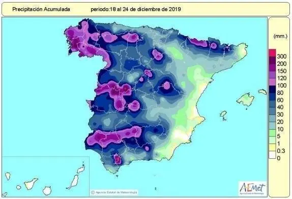 El a&ntilde;o hidrol&oacute;gico que comenz&oacute; con sequ&iacute;a termina 2019 con un 34% m&aacute;s de lluvias