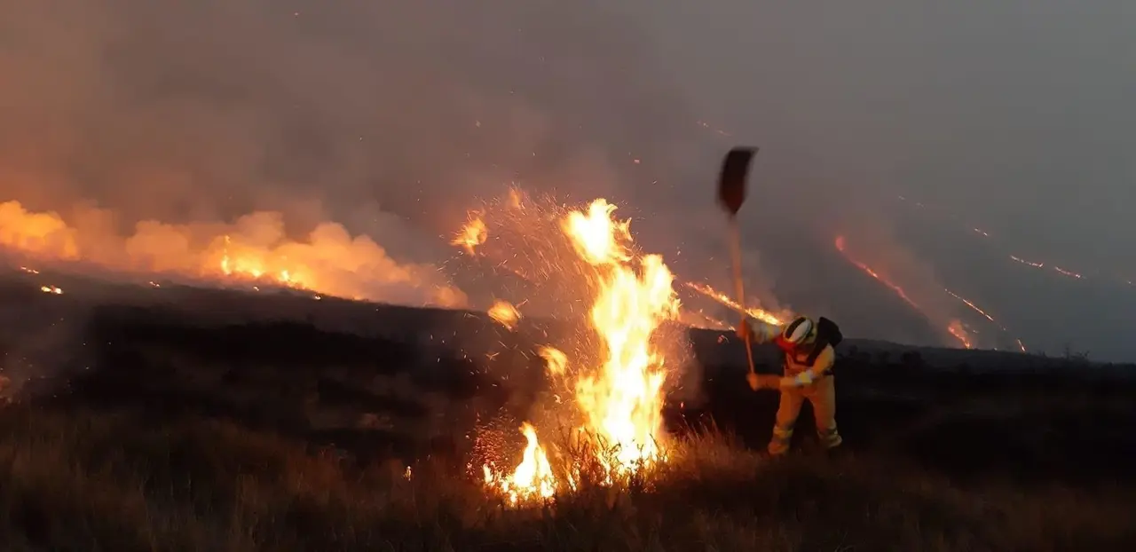 Incendio forestal en Via&ntilde;a, Cabu&eacute;rniga