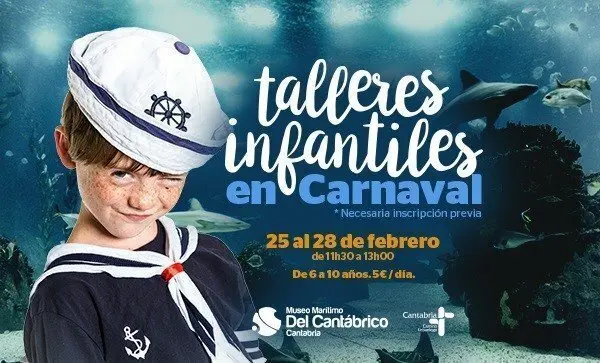 Cartel del taller infantil en el Museo del Cant&aacute;brico para Carnaval