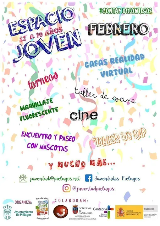 Cartel de las actividades de ocio juvenil para febrero