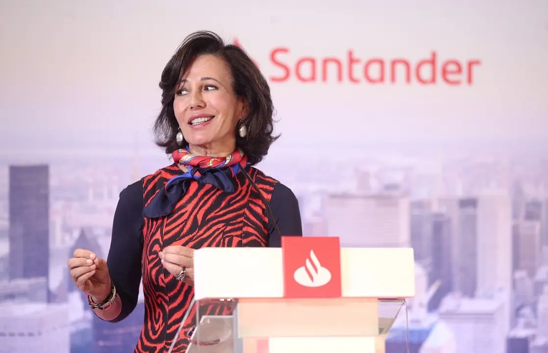 La presidenta del Banco Santander, Ana Bot&iacute;n durante la presentaci&oacute;n de los resultados correspondientes al ejercicio 2019, en la Ciudad Grupo Santander, en Boadilla del Monte/Madrid (Espa&ntilde;a), a 29 de enero de 2020.