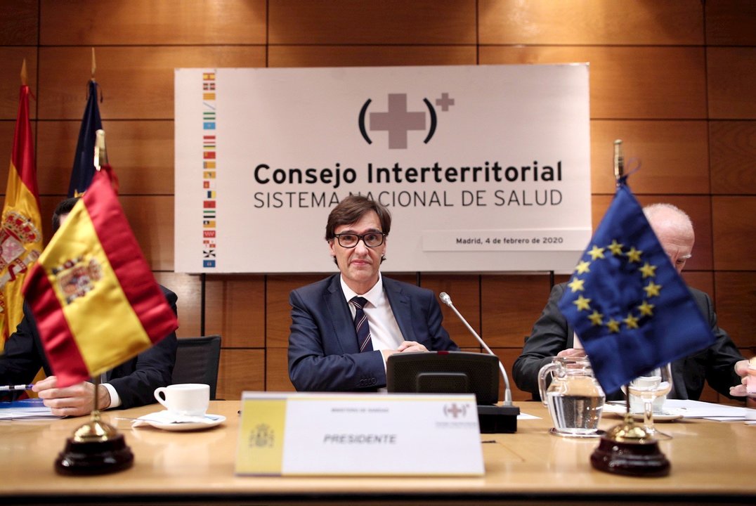 El ministro de Sanidad, Salvador Illa, durante el pleno del Consejo Interterritorial de Sanidad para tratar la situación del Coronavirus, en Madrid (España), a 4 de febrero de 2020.