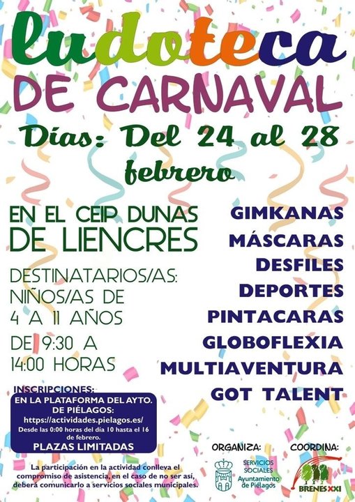 Cartel del programa de ocio vacacional de Carnaval