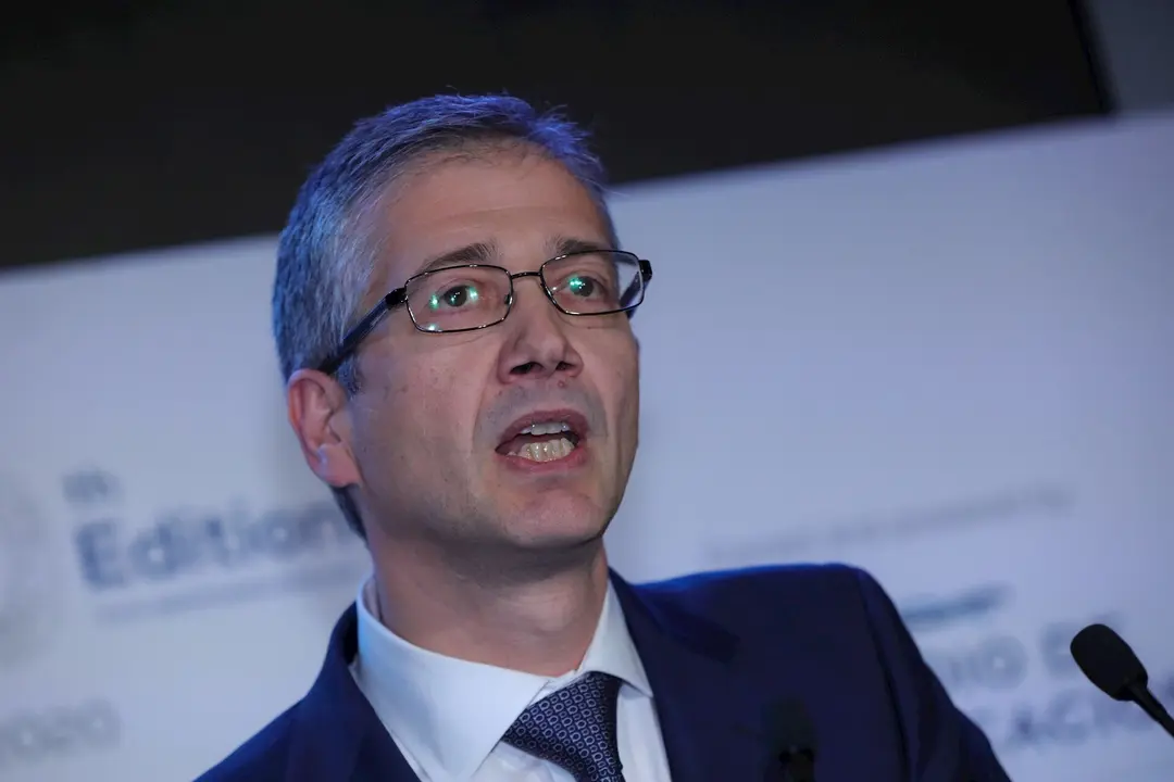 El gobernador del Banco de Espa&ntilde;a, Pablo Hern&aacute;ndez de Cos, interviene en la primera jornada de la X edici&oacute;n del 'Spain Investors Day' en el Palacio de la Bolsa de Madrid el 14 de enero de 2020.