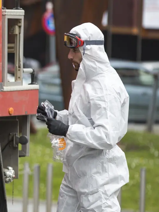 DAVID S. BUSTAMANTE 17/03/2020 SANTANDER/ CANTABRIA La Unidad Militar de Emergencias UME realiza apoyo de seguridad en Santander tras decretarse el Estado de Alerta en Espa&ntilde;a por el Coronavirus COVID-19 