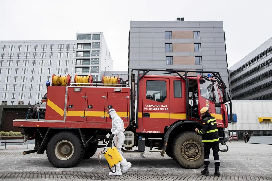 DAVID S. BUSTAMANTE 17/03/2020 SANTANDER/ CANTABRIA La Unidad Militar de Emergencias UME realiza apoyo de seguridad en Santander tras decretarse el Estado de Alerta en Espa&ntilde;a por el Coronavirus COVID-19 