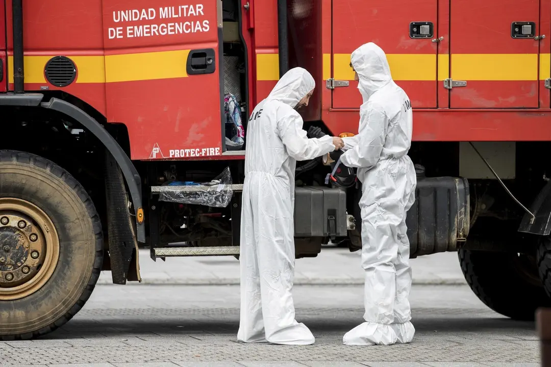 DAVID S. BUSTAMANTE 17/03/2020 SANTANDER/ CANTABRIA La Unidad Militar de Emergencias UME realiza apoyo de seguridad en Santander tras decretarse el Estado de Alerta en Espa&ntilde;a por el Coronavirus COVID-19 