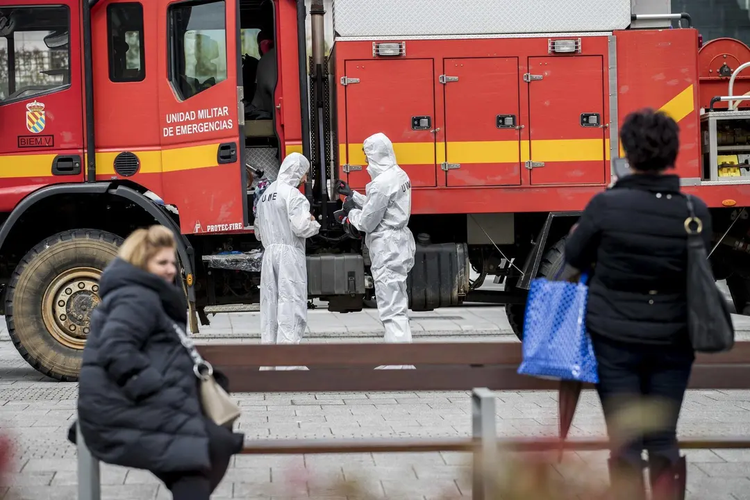 DAVID S. BUSTAMANTE 17/03/2020 SANTANDER/ CANTABRIA La Unidad Militar de Emergencias UME realiza apoyo de seguridad en Santander tras decretarse el Estado de Alerta en Espa&ntilde;a por el Coronavirus COVID-19 