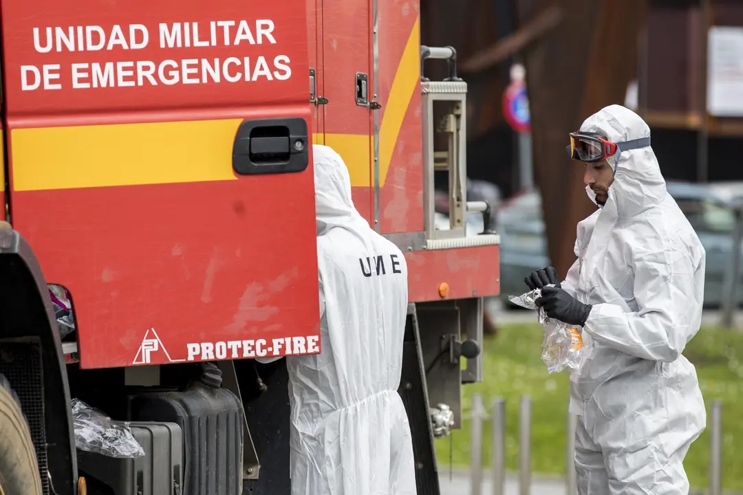 DAVID S. BUSTAMANTE 17/03/2020 SANTANDER/ CANTABRIA La Unidad Militar de Emergencias UME realiza apoyo de seguridad en Santander tras decretarse el Estado de Alerta en Espa&ntilde;a por el Coronavirus COVID-19 
